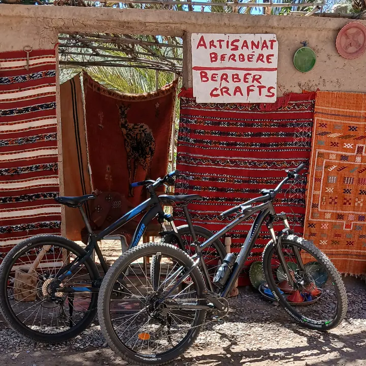 Bikes beside a local Berber craft shop